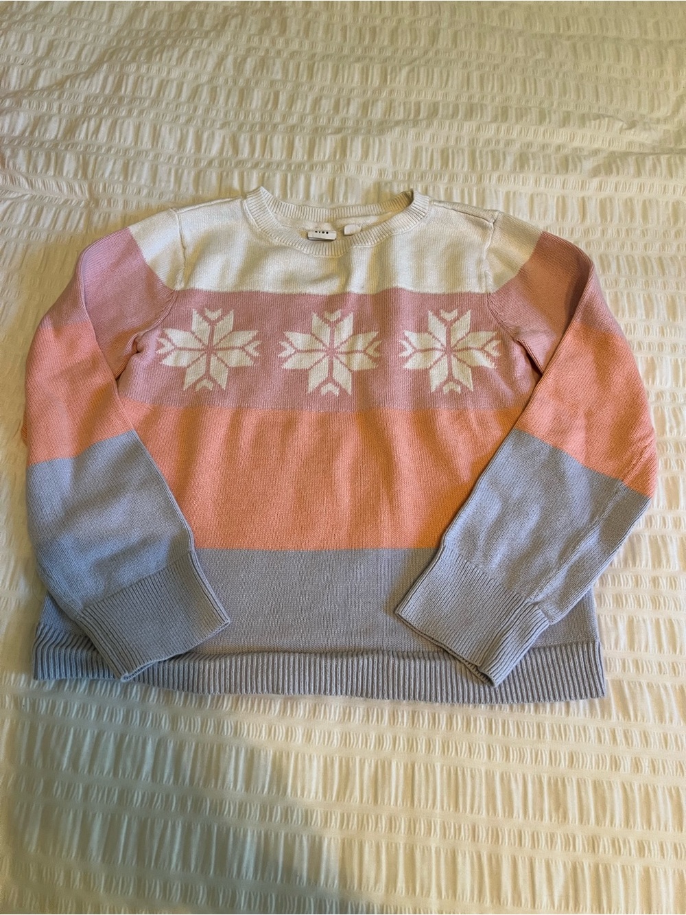 Girls' Gap Factory Crewneck Snowflake Colorblock Sweater